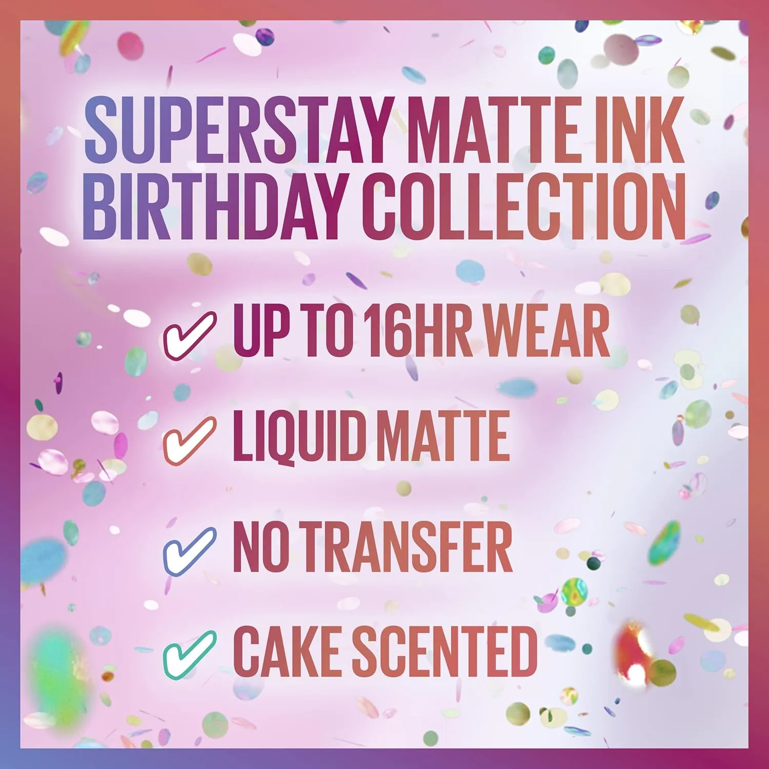 MAYBELLINE New York Super Stay Matte Ink Liquid Lipstick, Transfer-Proof, Long-Lasting, Limited-Edition Birthday-Cake-Scented Shades, Life of the Party, 0.17 Fl Oz