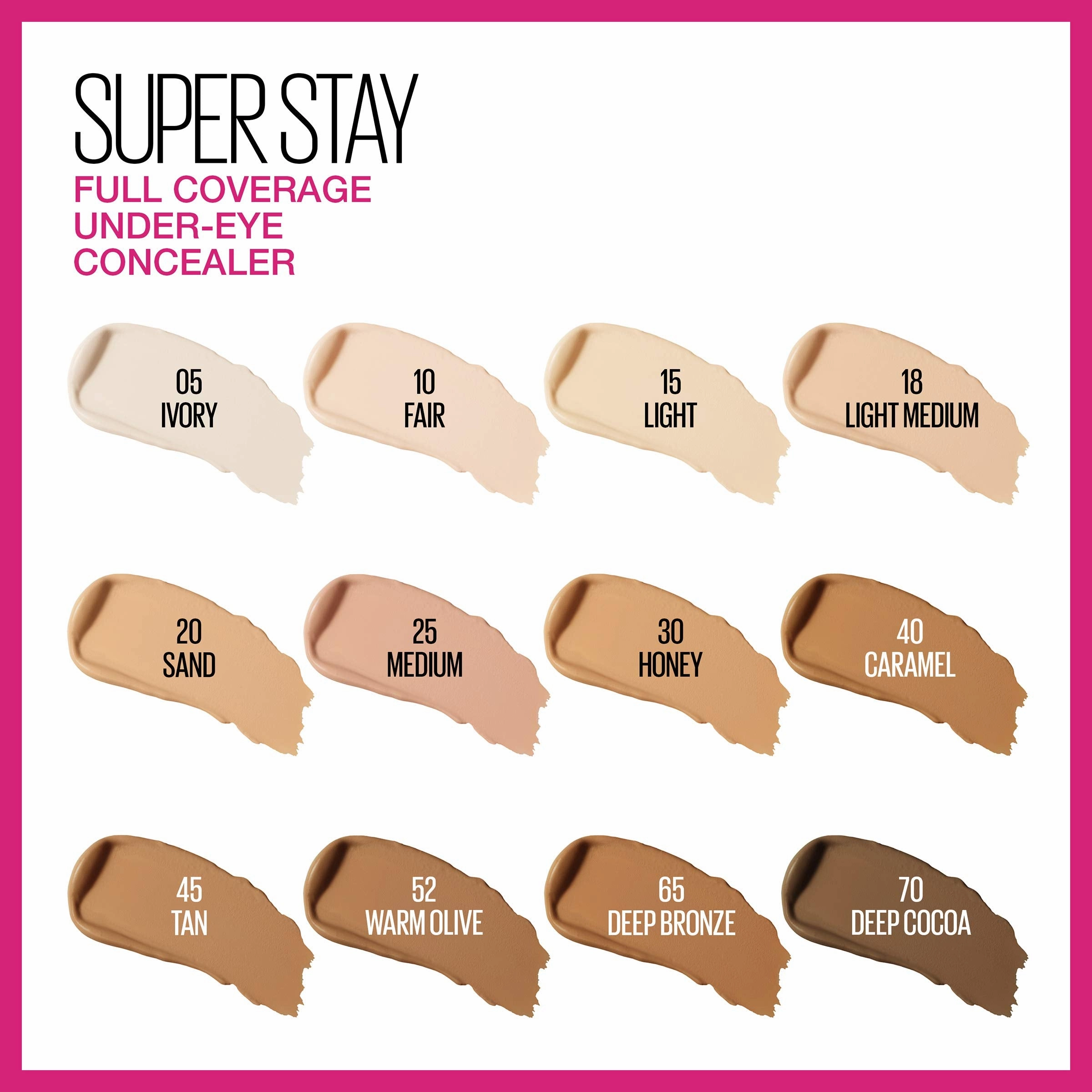Maybelline New York Super Stay Super Stay Full Coverage, Brightening, Long Lasting, Under-eye Concealer Liquid Makeup Forup to 24H Wear, With Paddle Applicator, Sand, 0.23 fl. oz.