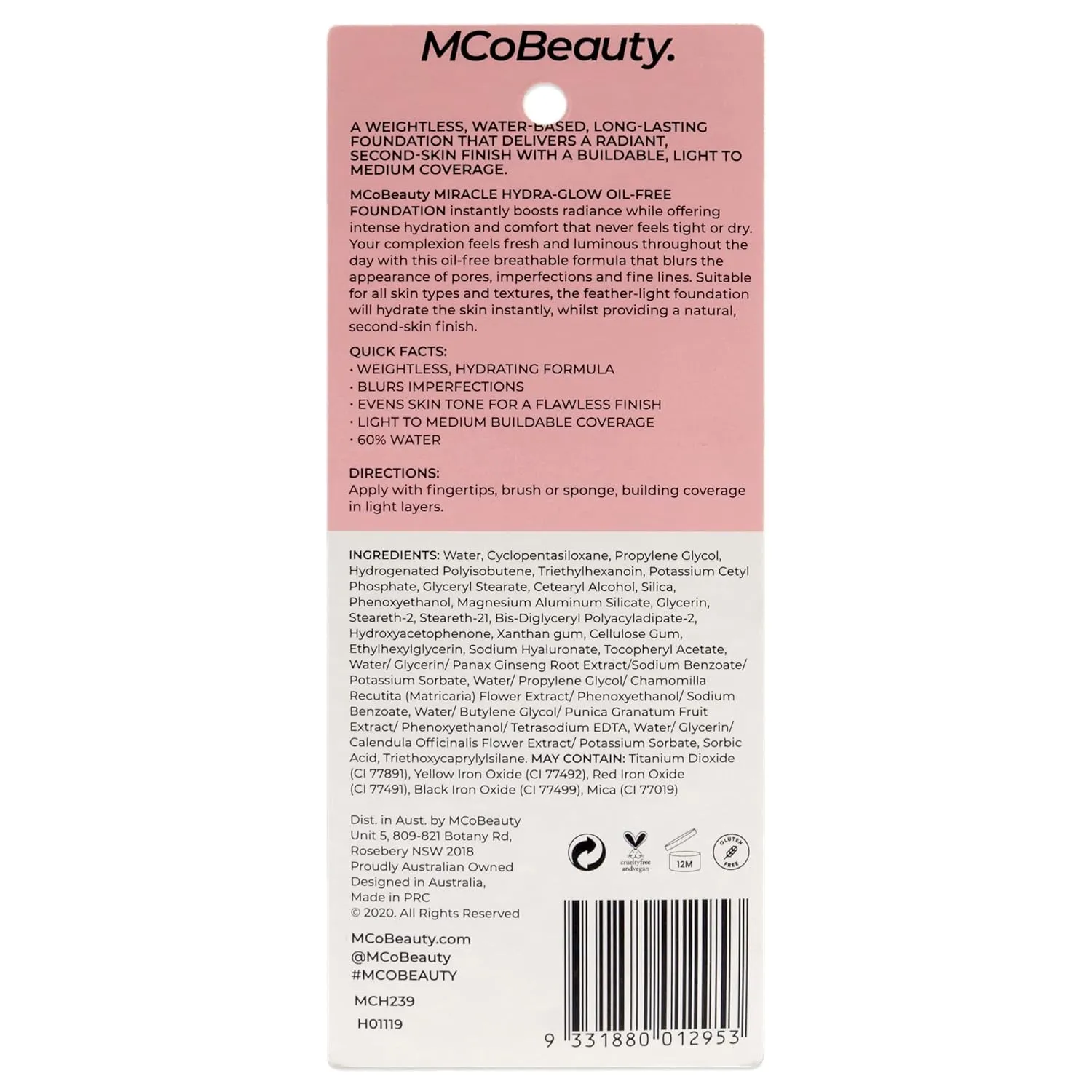MCoBeauty Miracle Hydra Glow Oil-Free Foundation - Water-Based, Light-Medium Coverage - Features A Natural Satin Finish - Ultimate Radiant Base - With A Second-Skin Feel - Warm Beige - 1 Oz