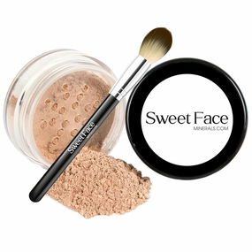 MEDIUM CONCEALER with BLENDING BRUSH Mineral Makeup Matte Loose Corrector Powder Bare Face Cover Up Hide Blemishes Redness Under Eyes Dark Circles Scars Baked On Full Coverage SPF 20