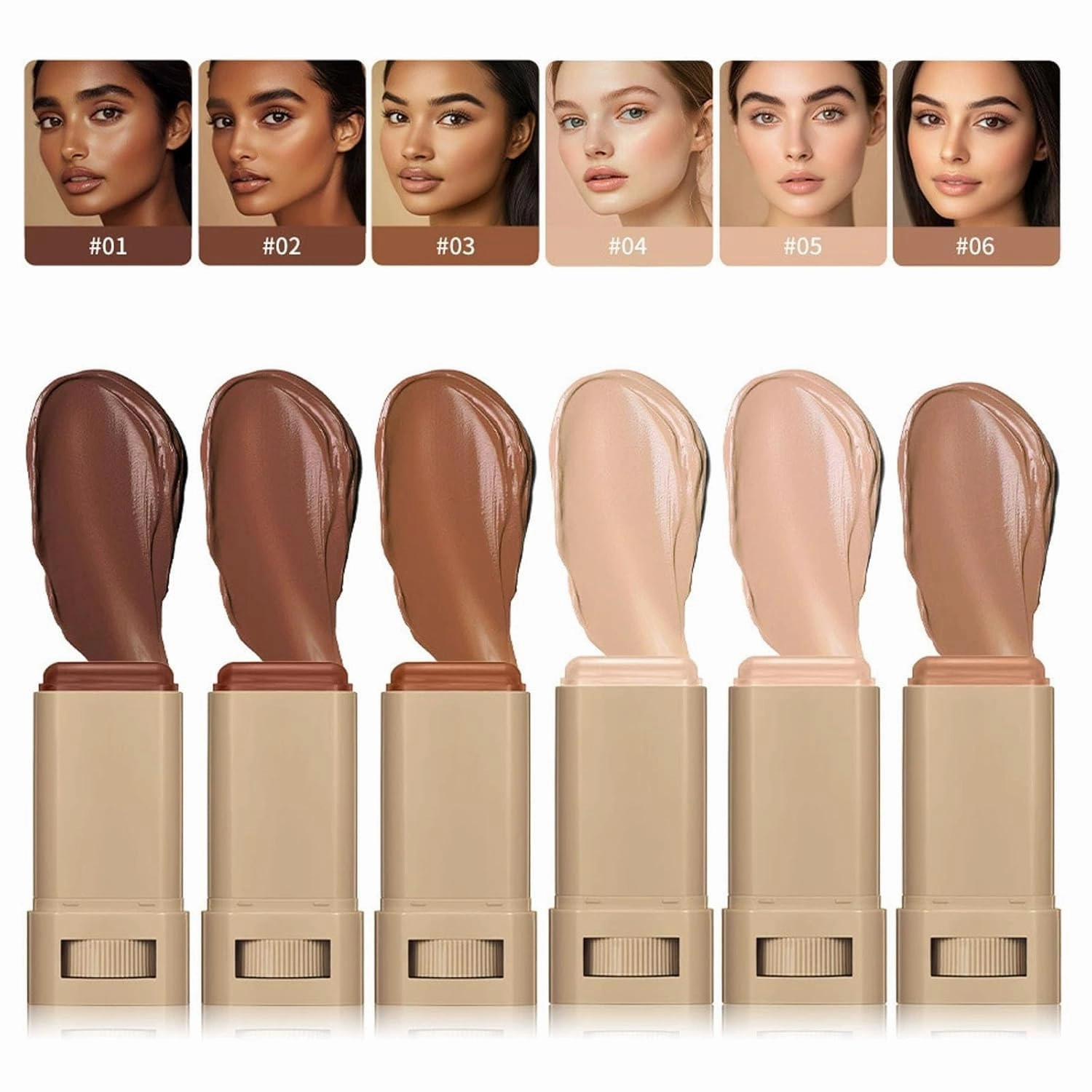Melambo Skin Tint, Melambo Beauty Balm Serum, Serum Boosted Skin Tint Balm, Melambo Makeup Foundation Stick for Women (06)