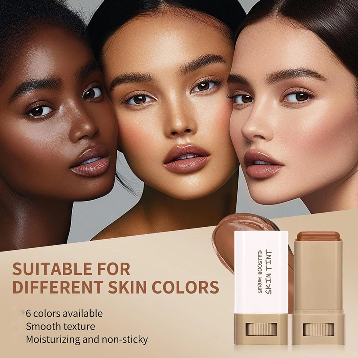 Melambo Skin Tint, Melambo Beauty Balm Serum, Serum Boosted Skin Tint Balm, Melambo Makeup Foundation Stick for Women (06)