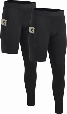 Men’s One Leg Compression Pants Full Length Tight Basketball 1/2 Single Leg Long Pant Base Layer Leggings Underwear