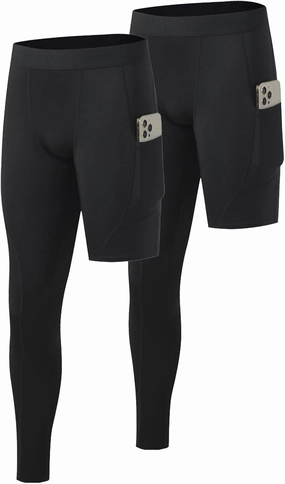 Men’s One Leg Compression Pants Full Length Tight Basketball 1/2 Single Leg Long Pant Base Layer Leggings Underwear