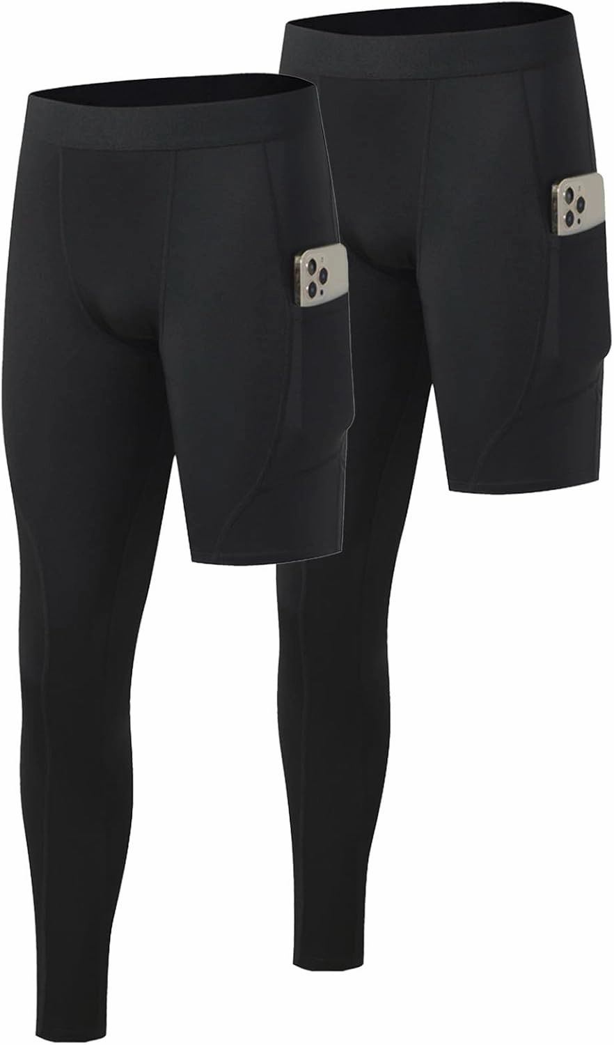 Men’s One Leg Compression Pants Full Length Tight Basketball 1/2 Single Leg Long Pant Base Layer Leggings Underwear