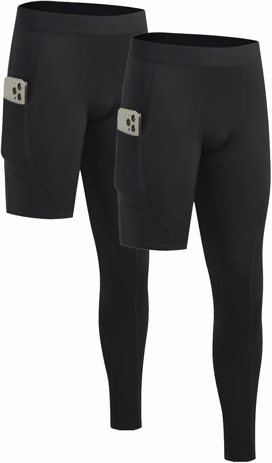 Men’s One Leg Compression Pants Full Length Tight Basketball 1/2 Single Leg Long Pant Base Layer Leggings Underwear