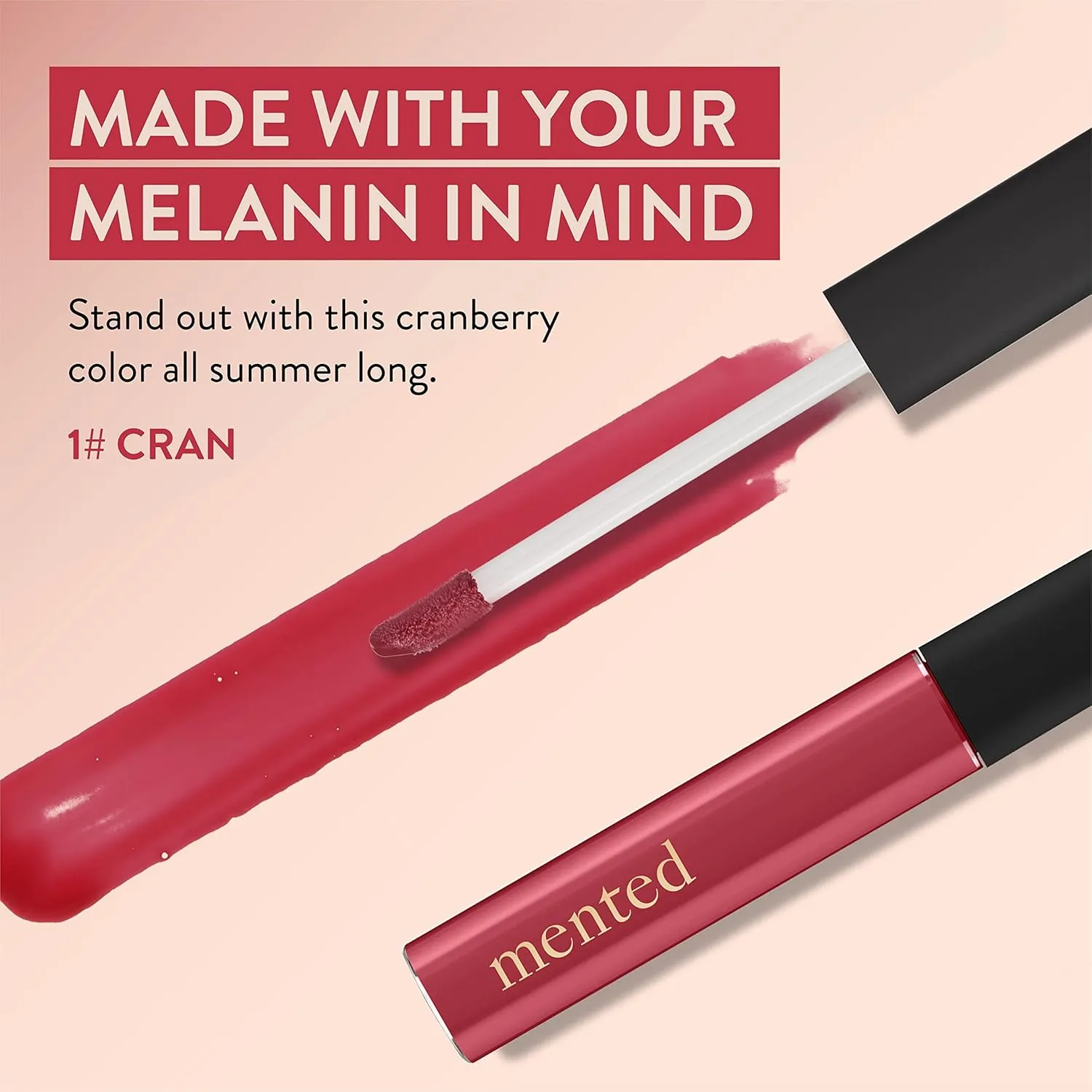 Mented Cosmetics Lip Gloss for Women Tinted Lip Balm Stain, Long Lasting Buildable Moisturizing Lipgloss Lipstick Topper, Made in USA, Cruelty Free Vegan Makeup, #1 Cran