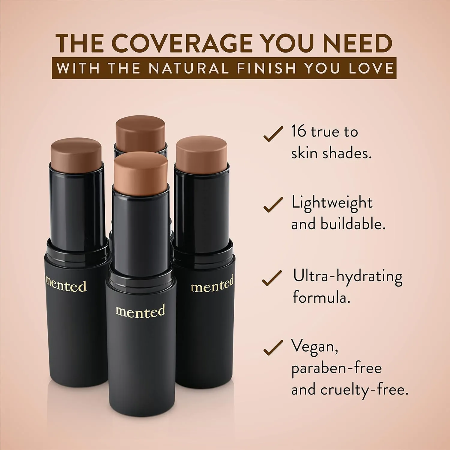 Mented Cosmetics Stick Foundation Make Up, Concealer & Contour Stick for Dark Skin, Cream Foundation for Black Women Makeup, Vegan and Cruelty Free, D30