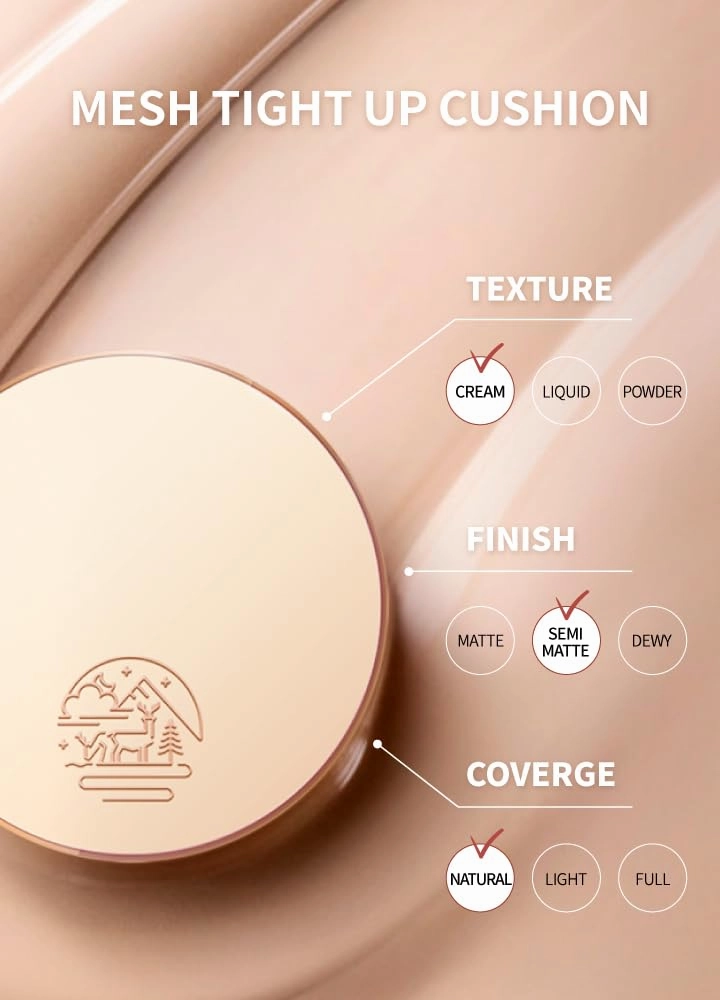 Mesh Tight Up Cushion foundation (03-Refil), Sweat proof, face makeup,Natural look, Long Lasting