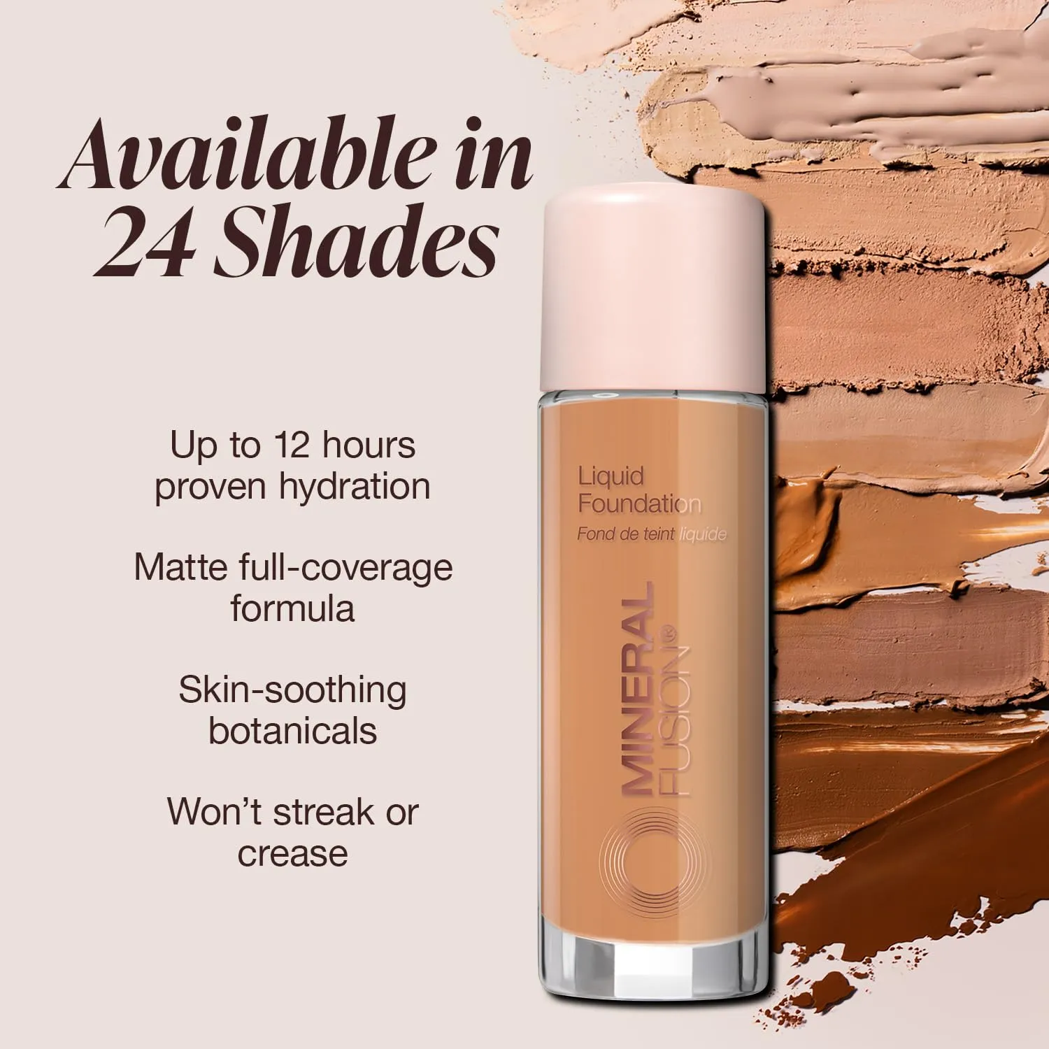 Mineral Fusion Full Coverage Foundation, Liquid Foundation - Deep 2- Tan Complexion w/Golden Undertones, Lightweight Matte Finish, Up to 12 Hr Hydration, Hypoallergenic & Vegan, 1 fl. oz
