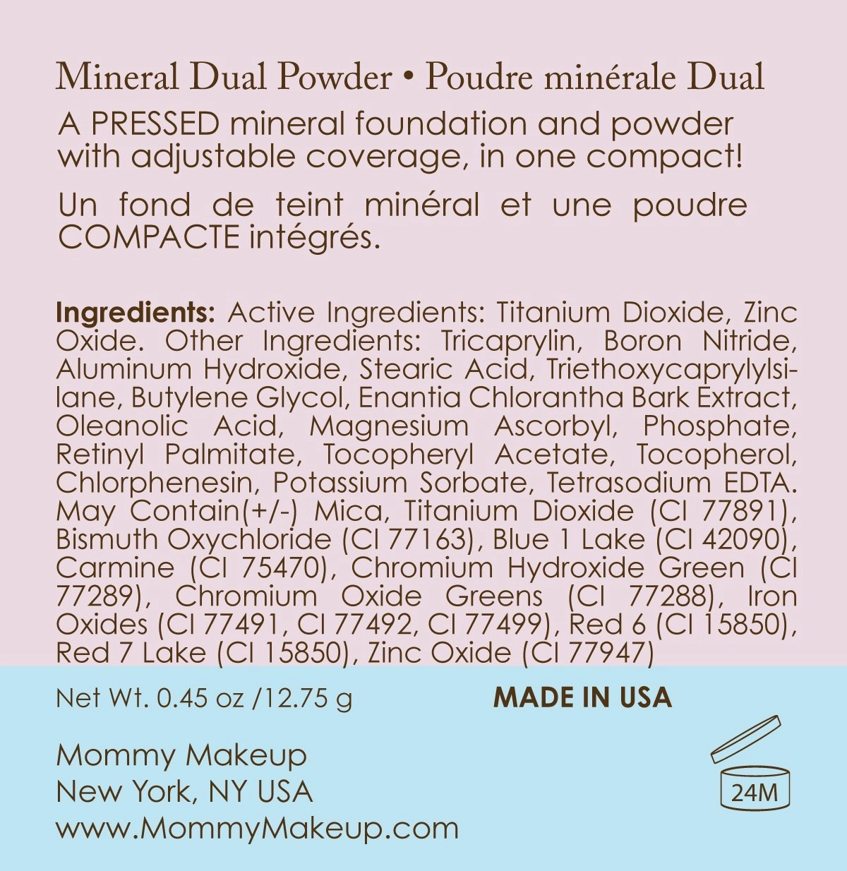 Mineral Dual Powder - 4-in-1 Pressed Mineral Foundation with SPF 15 for Flawless Glow - Oil-Free, Talc-Free, Gluten-Free, 0.45 oz (Cuddle - Light/Medium) by Mommy Makeup