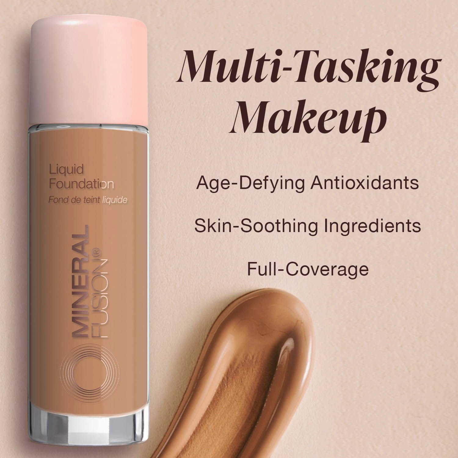 Mineral Fusion Full Coverage Foundation, Liquid Foundation - Neutral 2- Fair to Medium Complexion w/Neutral Undertones, Lightweight Matte Finish, Up to 12 Hr Hydration, Hypoallergenic & Vegan, 1 fl oz