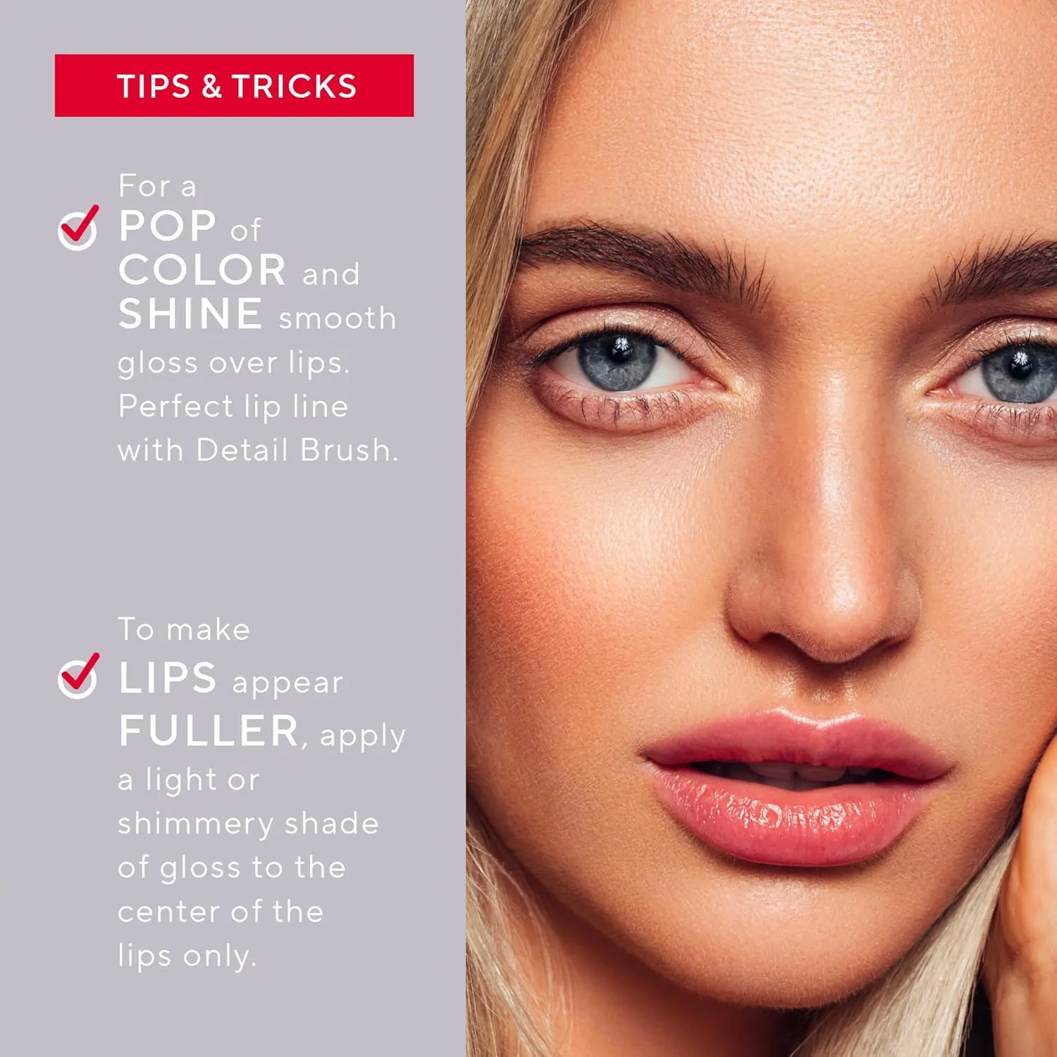 Mirabella Luxe Advanced Lip Gloss, Hydrating Non-Sticky High-Shine Lip Gloss for Women, Infused with Vitamin E & Jojoba Oil, Long-Lasting & Cruelty-Free - Lustre (Light Peach Nude)