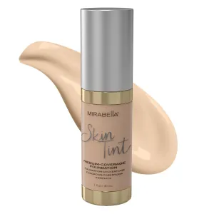 Mirabella Skin Tint Creme Liquid Foundation Makeup, Oil-Free Mineral Foundation for Medium Coverage - w/Hyaluronic Acid, Squalane, & Allantoin for All Skin Types - IC Cool