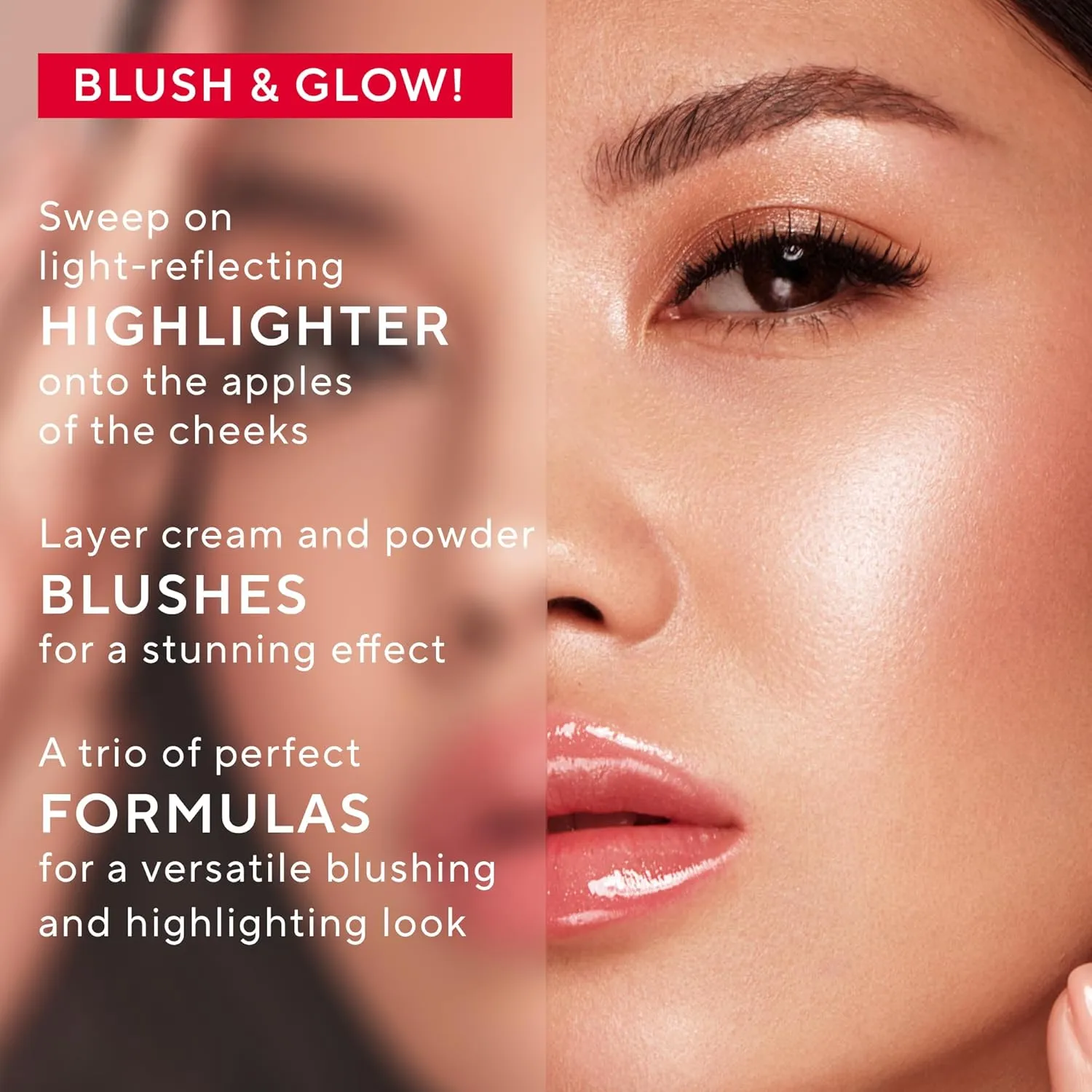 Mirabella Spellbound Pro Face Trio Powder and Cream Blush Palette with Powder Highlighter, Lightweight & Buildable Color Blush for Cheeks Creates a Flawless, Radiant Look for All-Over Multi-Use
