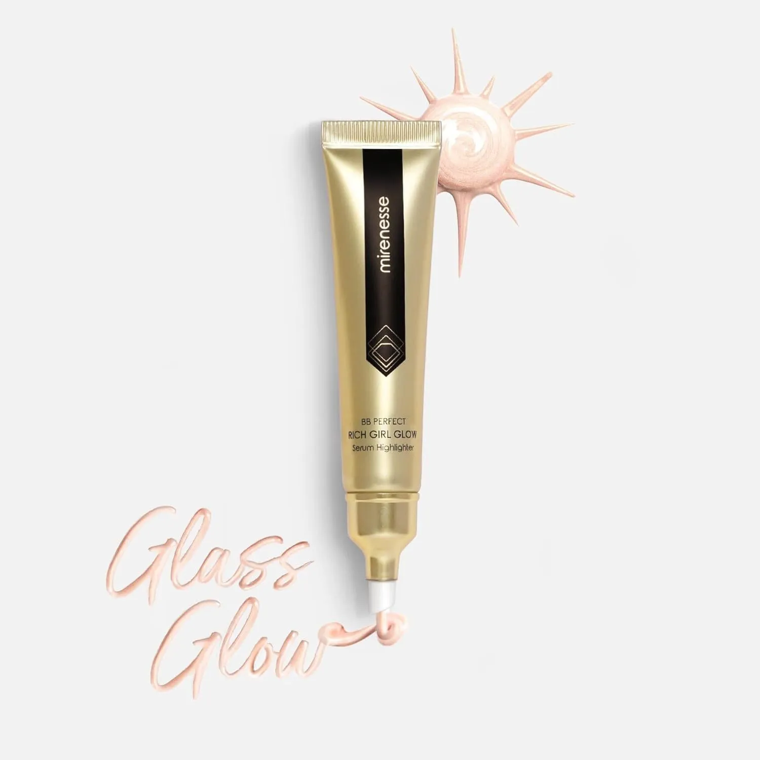 Mirenesse BB Perfect Rich Girl Glow with Universal Highlighting BB Cream, Serum Highlighter for Skin Caring Serum for Glass-like Glow, 0.53oz
