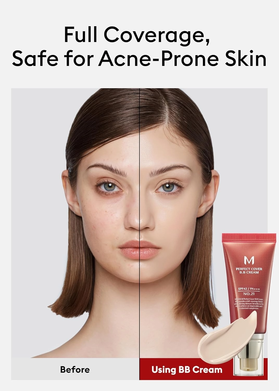 MISSHA M Perfect Cover BB Cream Dual Pack No.21 Light Beige - Light with Cool Undertone SPF 42 PA     1.69 Fl Oz - Tinted Moisturizer with SPF