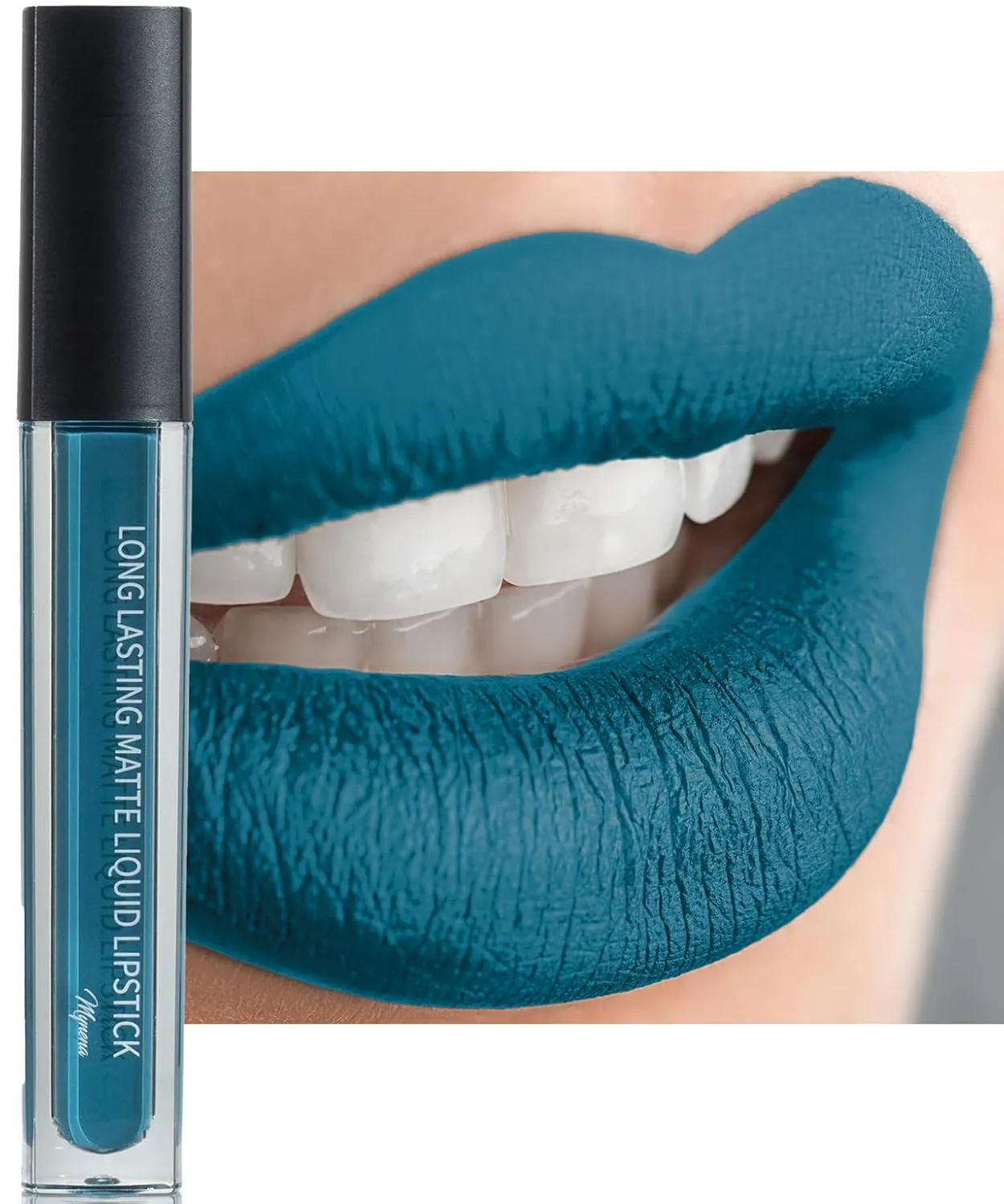 Mynena Teal Lip Stain Long-Lasting Waterproof | Lightweight Comfortable Non-Drying | High Pigment Intense Color Liquid Matte Lipstick | Paraben-Free Talc-Free Vegan & Cruelty-Free | Ivy