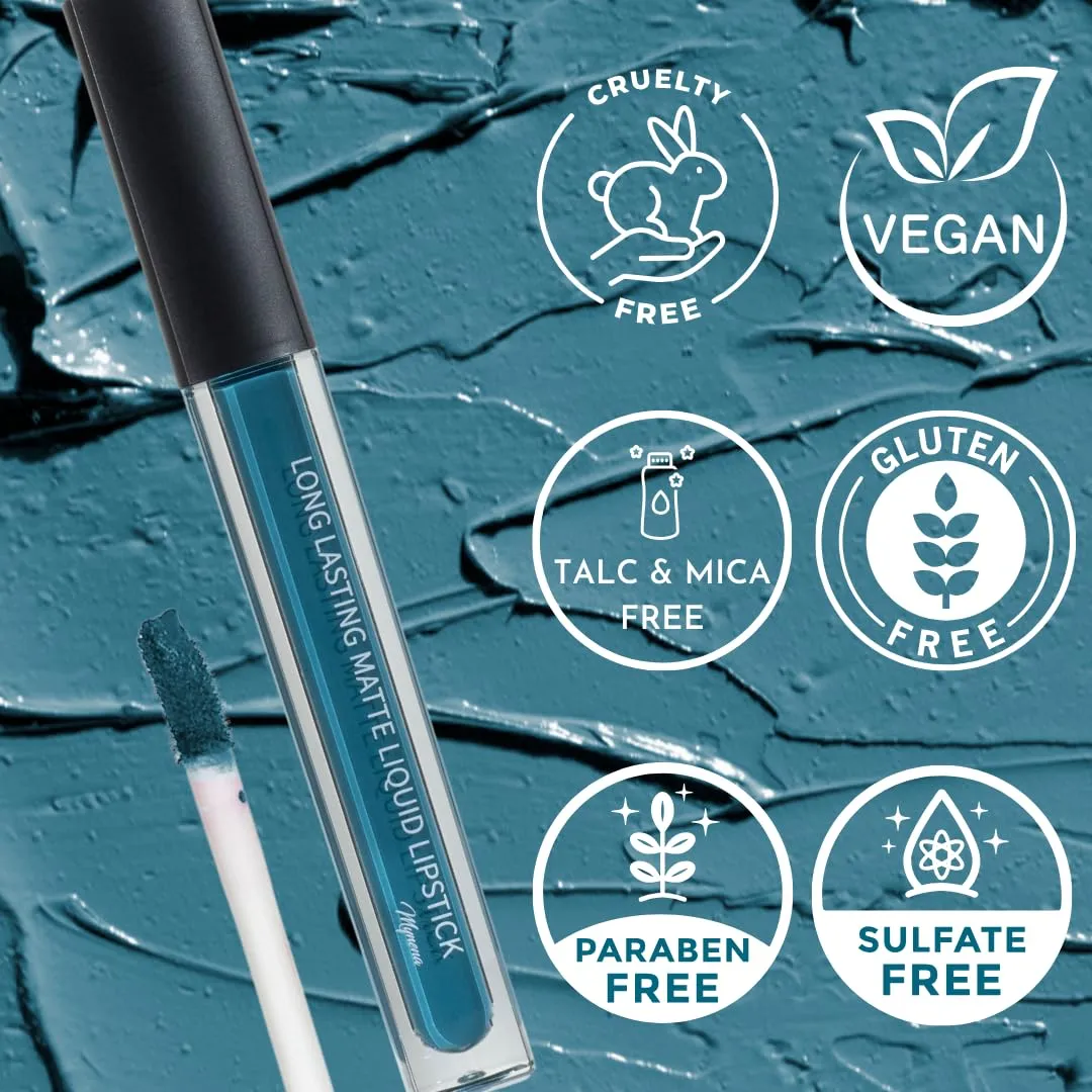 Mynena Teal Lip Stain Long-Lasting Waterproof | Lightweight Comfortable Non-Drying | High Pigment Intense Color Liquid Matte Lipstick | Paraben-Free Talc-Free Vegan & Cruelty-Free | Ivy