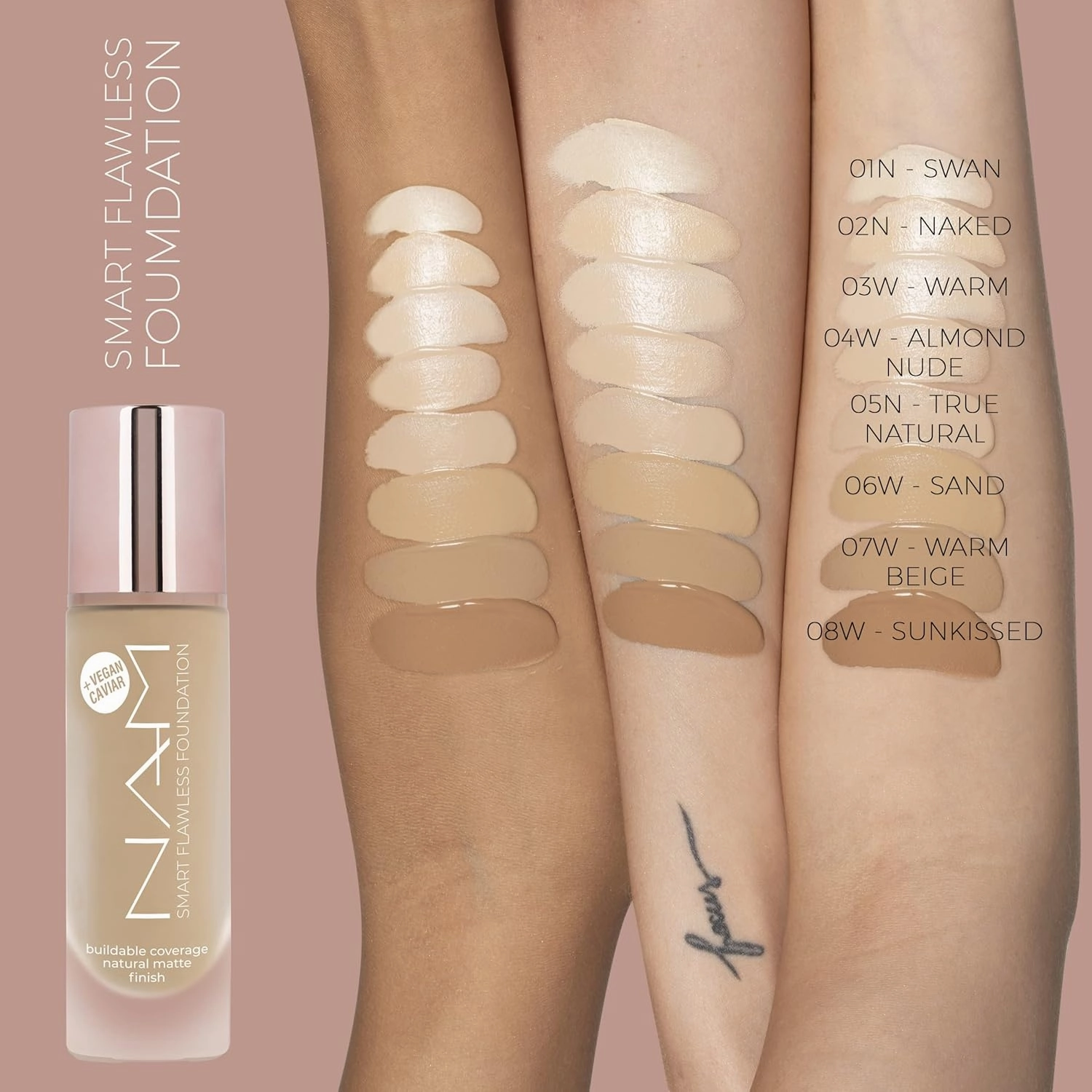 NAM Makeup Smart Flawless Foundation, 08W - Sunkissed, 30 ml