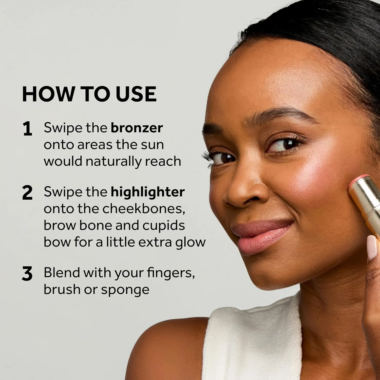 No7 Pro Artist Multi-Use Bronzer Stick & Highlighter Makeup - Dual-Ended Cream Contour and Face Highlighter with Vitamin E and Argan Oil for a Radiant Finish - Deep Bronze/Golden Glow (10g)