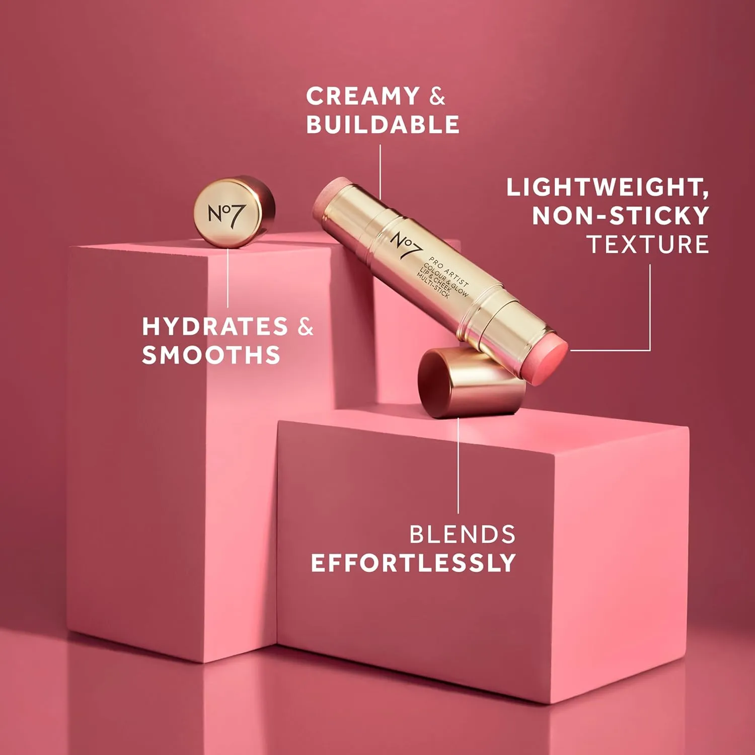 No7 Pro Artist Multi-Use Bronzer Stick & Highlighter Makeup - Dual-Ended Cream Contour and Face Highlighter with Vitamin E and Argan Oil for a Radiant Finish - Deep Bronze/Golden Glow (10g)