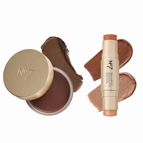 No7 Pro Artist Bronze & Glow Duo - Soft Glow Cream Bronzer (Deep)   Bronze & Glow Multistick (Deep Bronze/Golden Glow) – Radiant, Sun-Kissed Finish