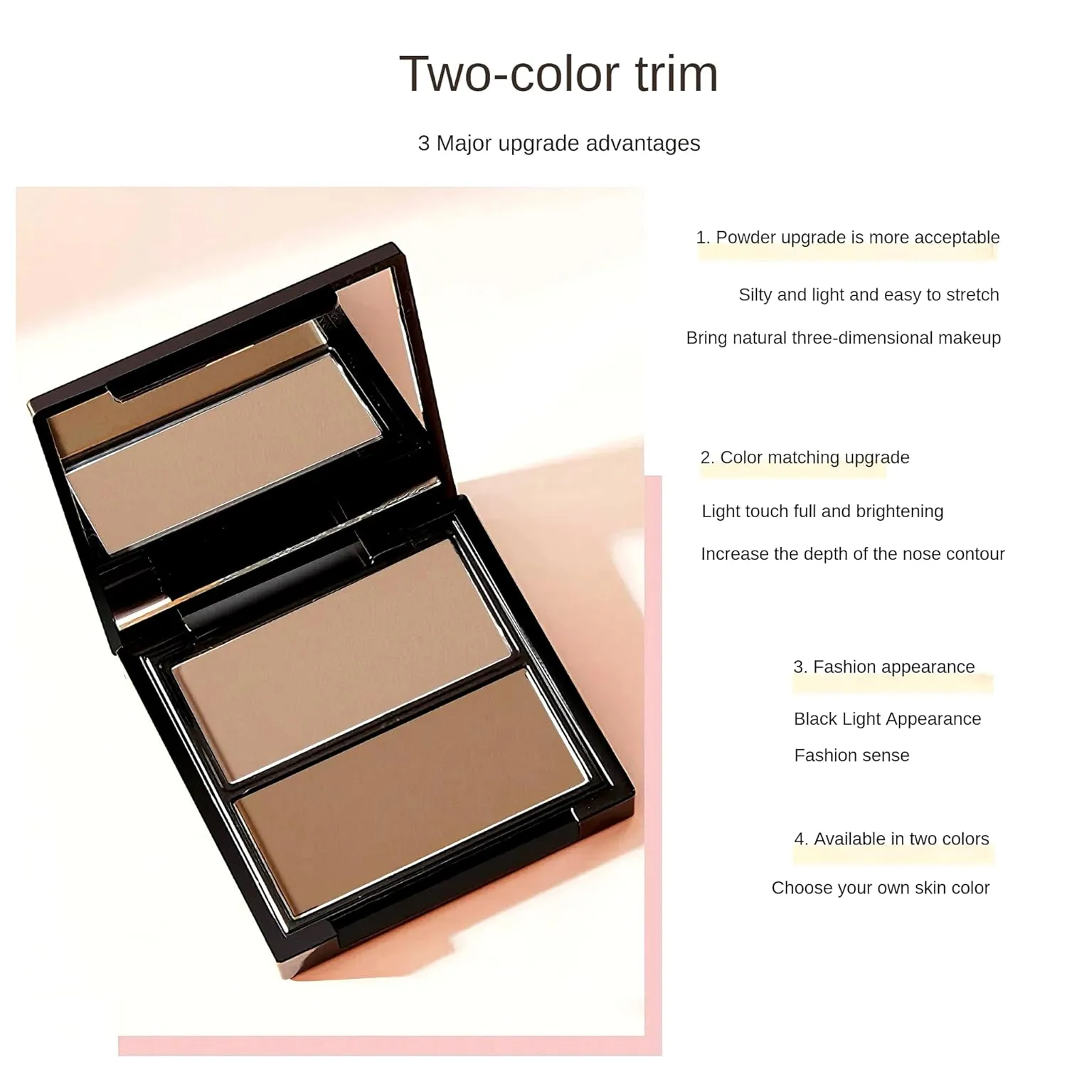 Novo 2-in-1 Contour & Highlighter Palette - Silky Smooth, Fade-proof, Natural Finish, Easy to Blend, Infused with Jojoba Oil, Mica & Innovative Powder for Flawless Sculpting and Radiance