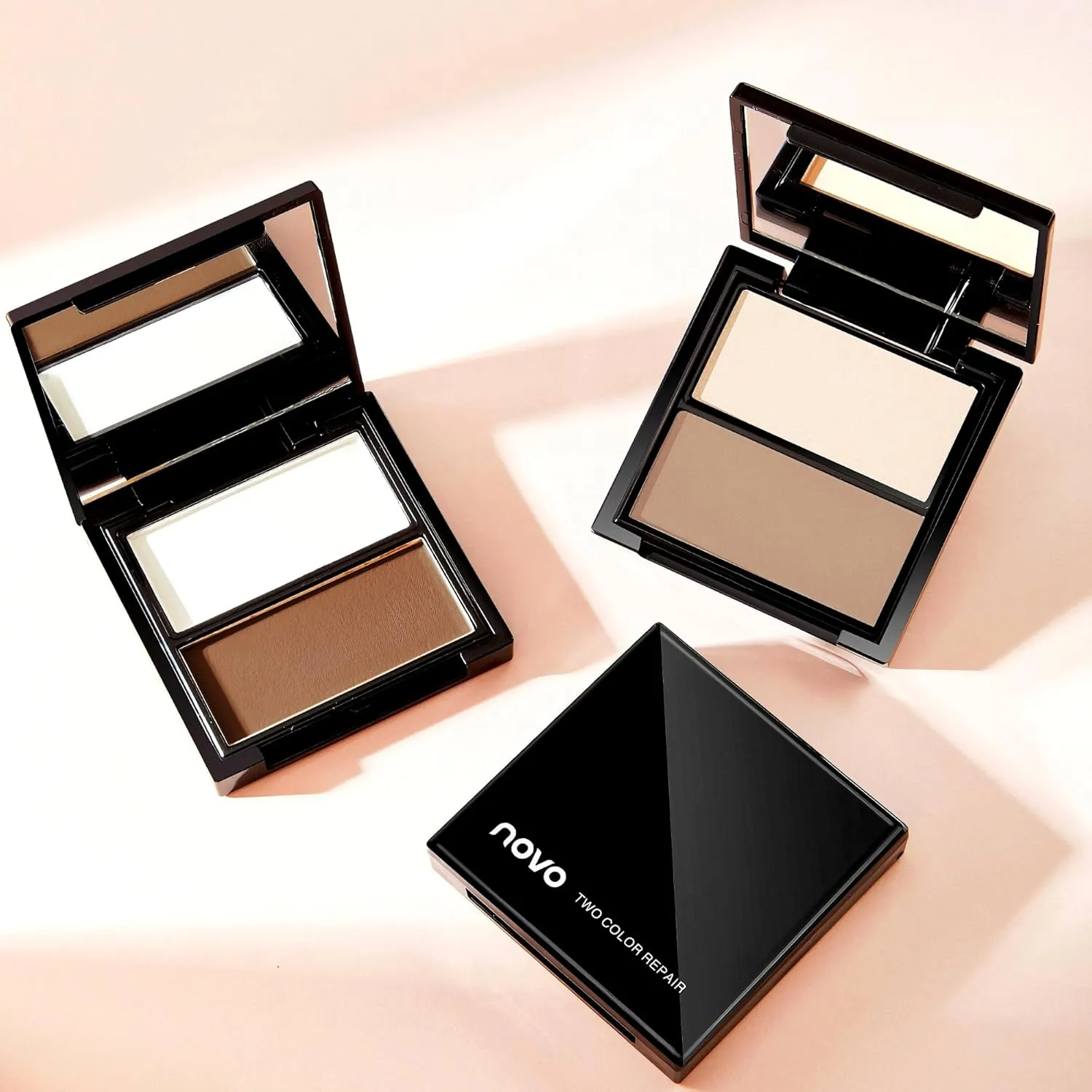 Novo 2-in-1 Contour & Highlighter Palette - Silky Smooth, Fade-proof, Natural Finish, Easy to Blend, Infused with Jojoba Oil, Mica & Innovative Powder for Flawless Sculpting and Radiance