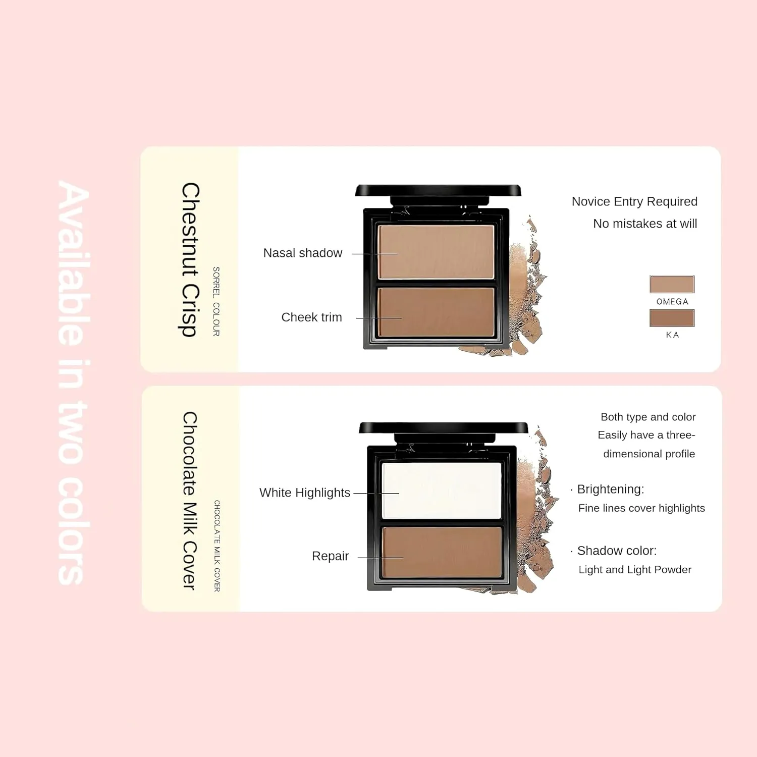 Novo 2-in-1 Contour & Highlighter Palette - Silky Smooth, Fade-proof, Natural Finish, Easy to Blend, Infused with Jojoba Oil, Mica & Innovative Powder for Flawless Sculpting and Radiance