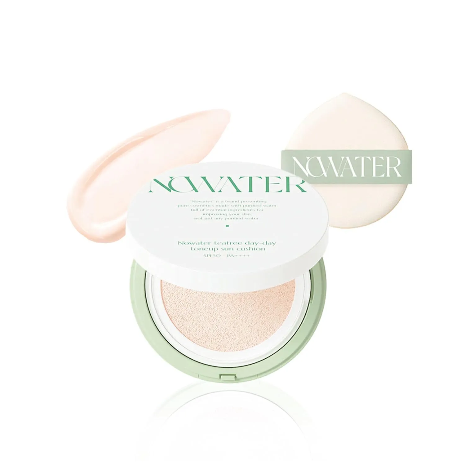 NOWATER Tea Tree Tone-up Sun Cushion (SPF50 , PA    ) | No.23 | Cushion Foundation with UV Protection | Hyaluronic Acid, Niacinamide | Korean Make up for face (0.88 fl.oz) (0.88 fl.oz)