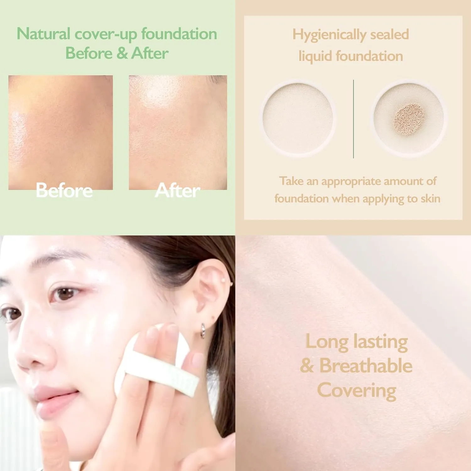 NOWATER Tea Tree Tone-up Sun Cushion (SPF50 , PA    ) | No.23 | Cushion Foundation with UV Protection | Hyaluronic Acid, Niacinamide | Korean Make up for face (0.88 fl.oz) (0.88 fl.oz)