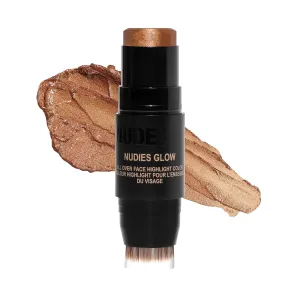 Nudestix Nudies Glow Cream Highlighter Bronze   Glow 3-in-1 All Over Face Colour for Eyes, Cheeks, Lips w/Blending Brush