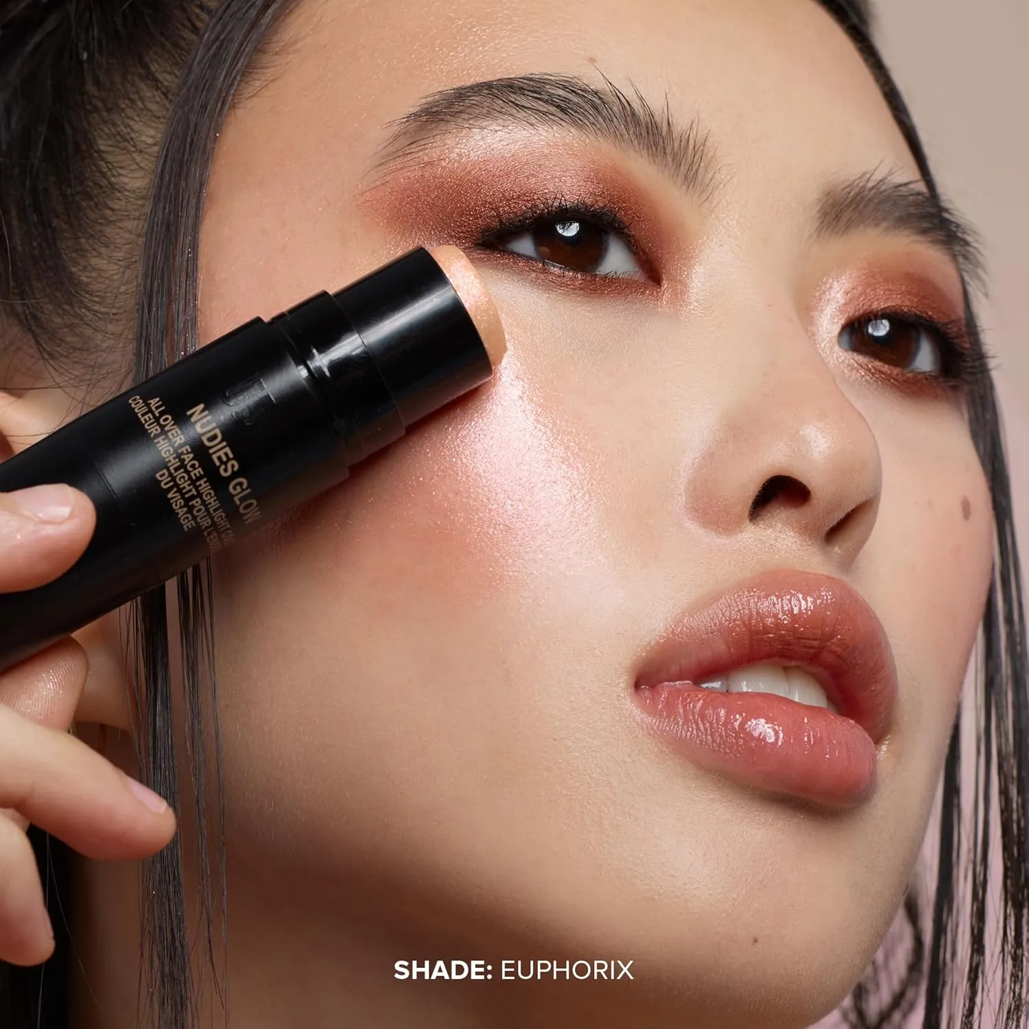 Nudestix Nudies Glow Cream Highlighter Bronze   Glow 3-in-1 All Over Face Colour for Eyes, Cheeks, Lips w/Blending Brush