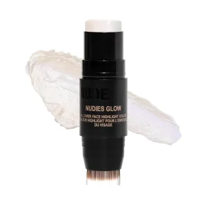 Nudestix Nudies Glow Cream Highlighter Bronze   Glow 3-in-1 All Over Face Colour for Eyes, Cheeks, Lips w/Blending Brush