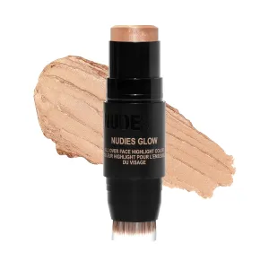 Nudestix Nudies Glow Cream Highlighter Bronze   Glow 3-in-1 All Over Face Colour for Eyes, Cheeks, Lips w/Blending Brush