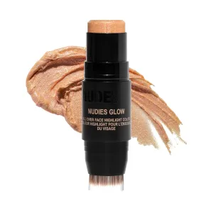 Nudestix Nudies Glow Cream Highlighter Bronze   Glow 3-in-1 All Over Face Colour for Eyes, Cheeks, Lips w/Blending Brush