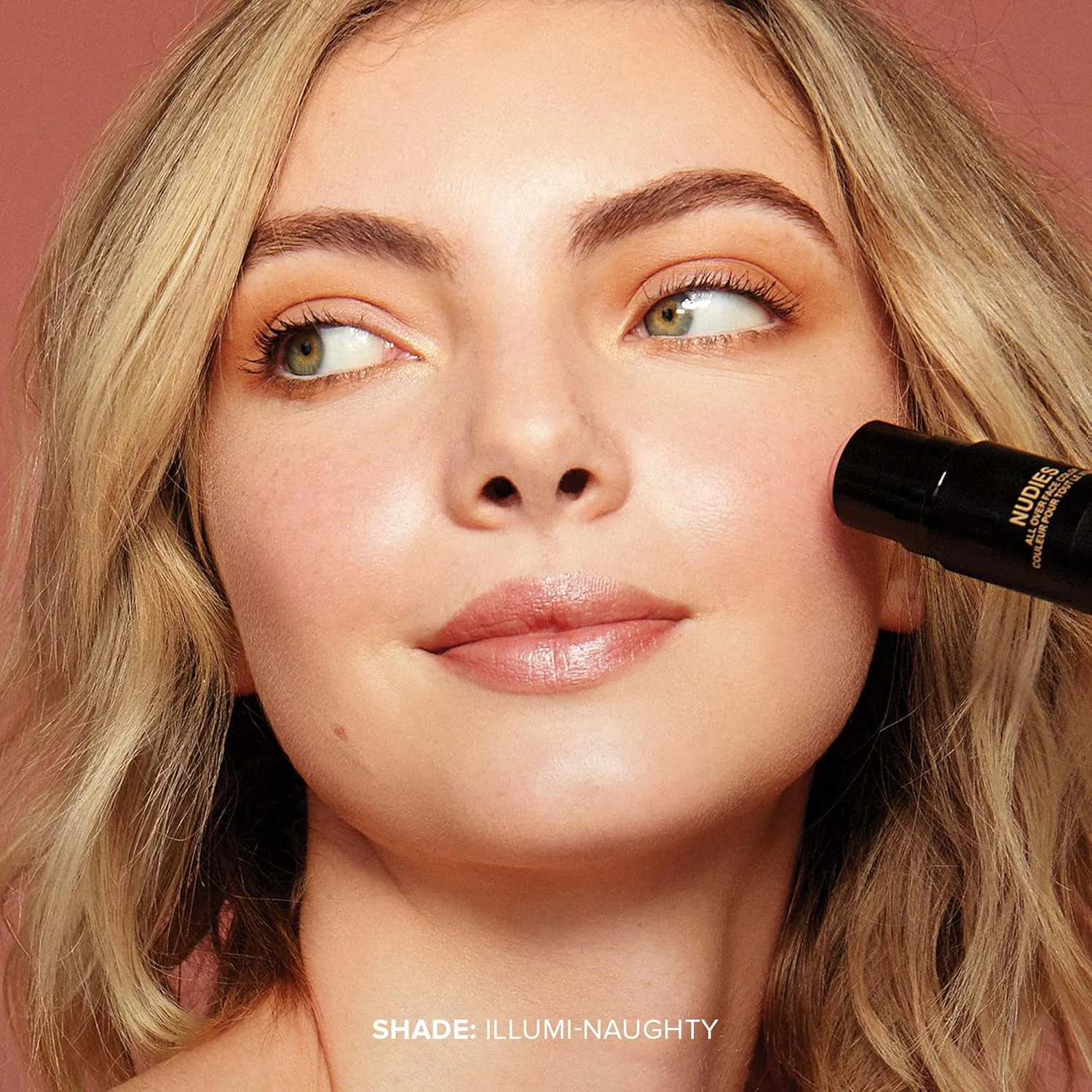 Nudestix Nudies Glow Cream Highlighter Bronze   Glow 3-in-1 All Over Face Colour for Eyes, Cheeks, Lips w/Blending Brush