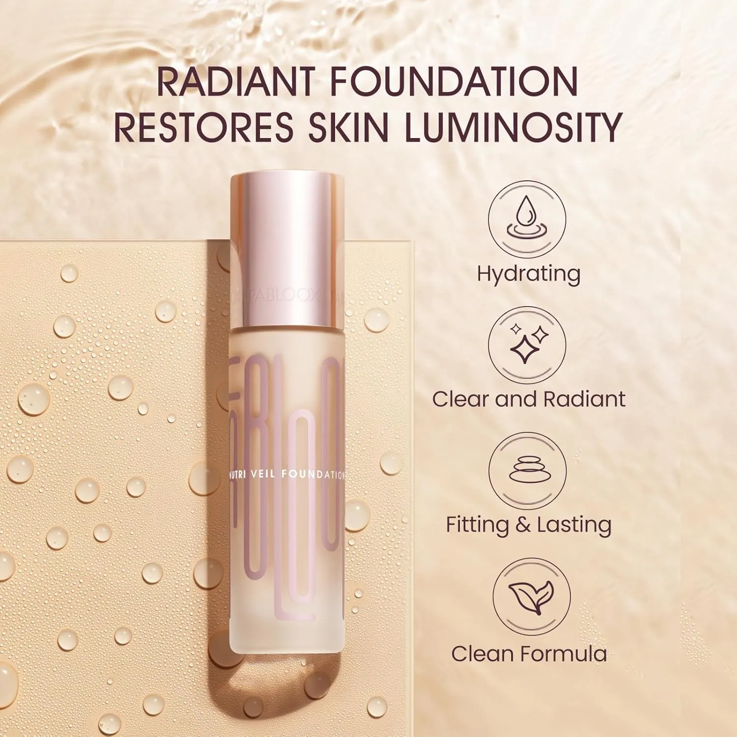 Nutri Veil Foundation - Hydrating and Nourishing Formula with Medium to Full Buildable Coverage Makeup - 80% Essence Luminous Finish - Skincare Makeup Hybrid - Vegan - Warm Vanilla