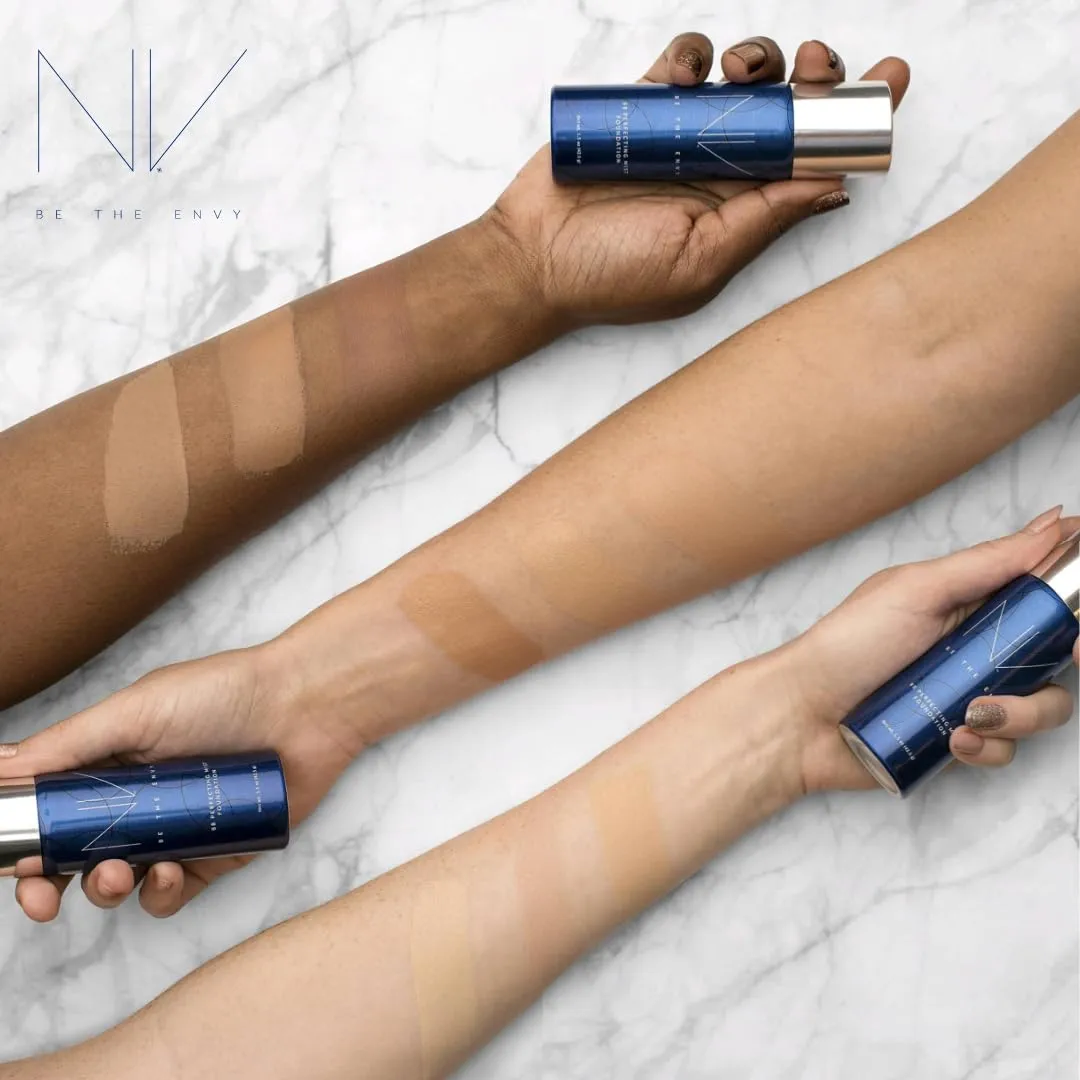 NV BB Perfecting Mist Foundation Buildable Coverage Professional Airbrush Makeup with Plant-based Stem Cell Polypeptides, Vitamins A, D, E and Aloe, 1.5 ounces, Cool Toffee