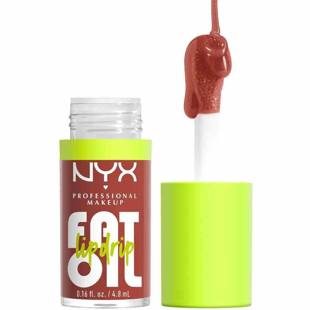 NYX PROFESSIONAL MAKEUP Fat Oil Lip Drip, Moisturizing, Shiny, Vegan Tinted Lip Gloss, Non-Sticky Finish, 12H Hydration, Squalane, Raspberry and Cloudberry Oils - Newsfeed (Rose Nude)