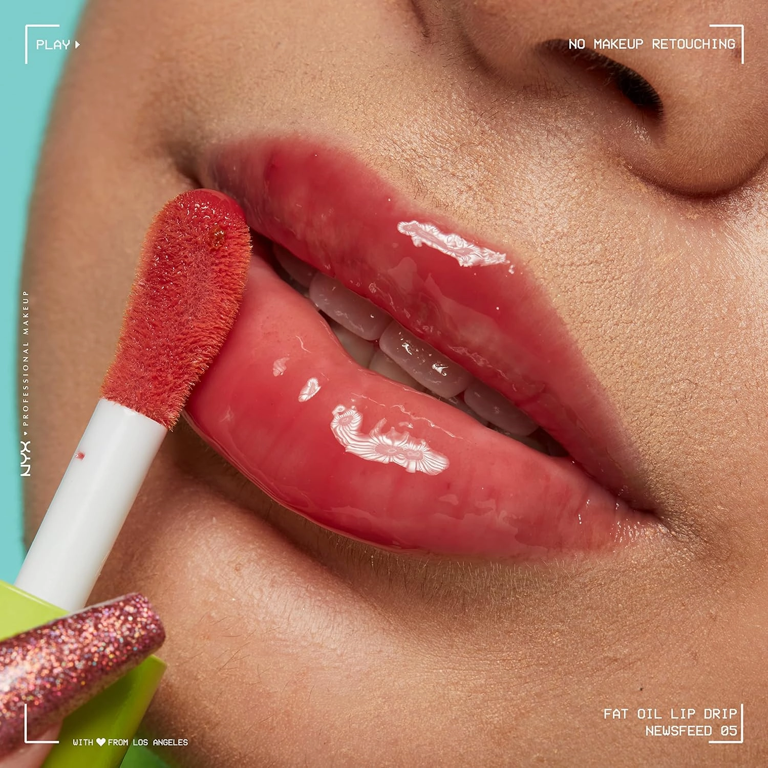 NYX PROFESSIONAL MAKEUP Fat Oil Lip Drip, Moisturizing, Shiny, Vegan Tinted Lip Gloss, Non-Sticky Finish, 12H Hydration, Squalane, Raspberry and Cloudberry Oils - Newsfeed (Rose Nude)