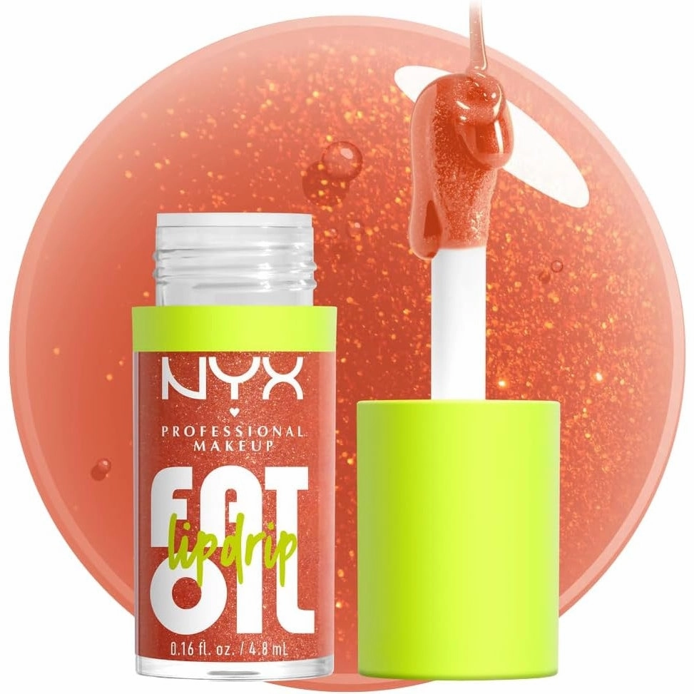 NYX PROFESSIONAL MAKEUP Fat Oil Lip Drip, Moisturizing, Shiny, Vegan Tinted Lip Gloss, Non-Sticky Finish, 12H Hydration, Squalane, Raspberry and Cloudberry Oils - Newsfeed (Rose Nude)