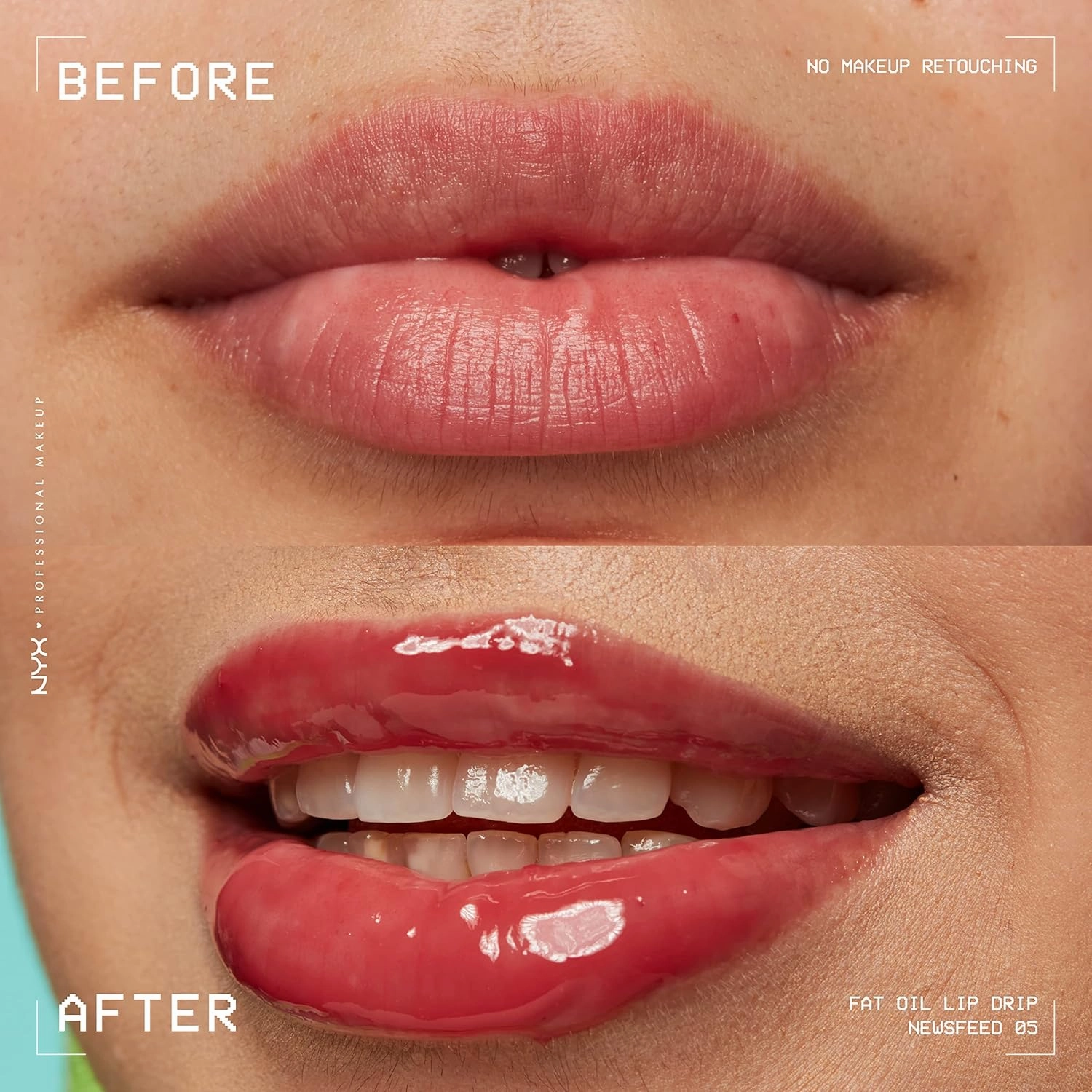 NYX PROFESSIONAL MAKEUP Fat Oil Lip Drip, Moisturizing, Shiny, Vegan Tinted Lip Gloss, Non-Sticky Finish, 12H Hydration, Squalane, Raspberry and Cloudberry Oils - Newsfeed (Rose Nude)