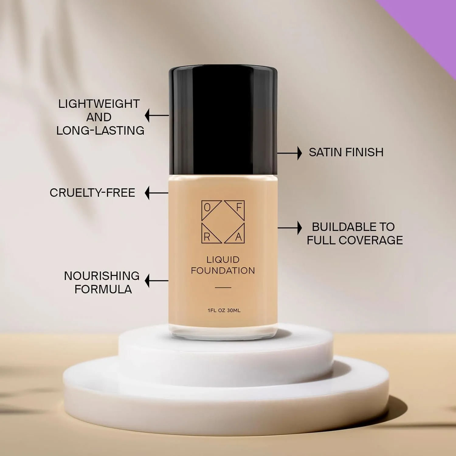OFRA Liquid Foundation with Spatula - Long-Lasting, Dewy, Lightweight, and Buildable Full Coverage Foundation Makeup - 1oz/30ml - Bare, a Medium Shade with Neutral Undertones