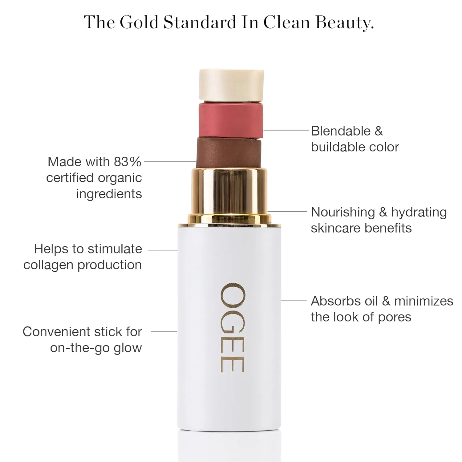 Ogee Sculpted Face Stick (AMBER - SUN KISSED BRONZE) Certified Organic Bronzer Stick & Highlighter Makeup - Multi-Use Bronzer Stick for Face