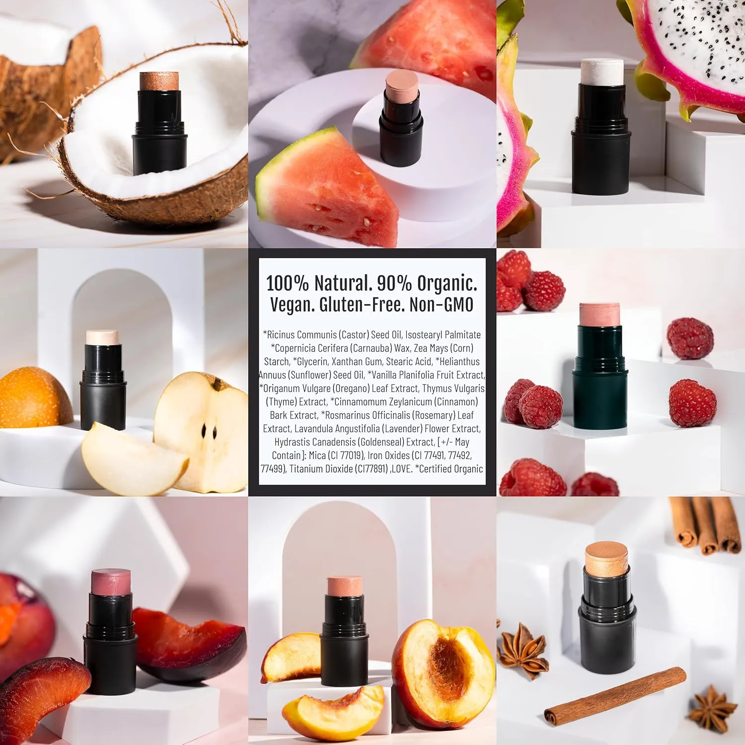 Organic Tint Tube, 100% Natural Vegan Gluten-Free Cream Blush Multi-Stick, Made in USA, Sangria