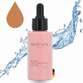 Organics BB Serum with Squalane & Ginseng – Hydrating Tinted Serum for Face, Anti-Aging Lightweight Skin Tint Moisturizer, Natural Makeup with Glow, Light Coverage Foundation, Dark