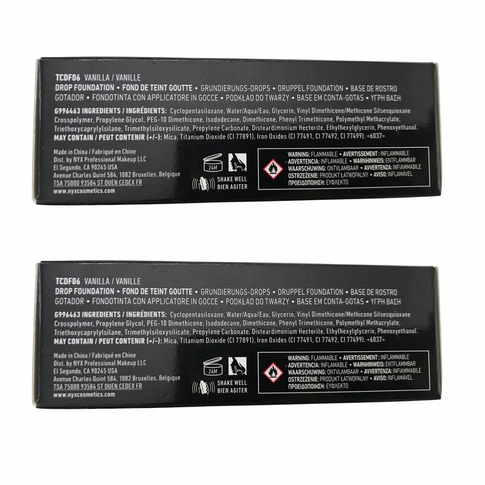 Pack of 2 NYX Total Control Drop Foundation, Vanilla # TCDF06