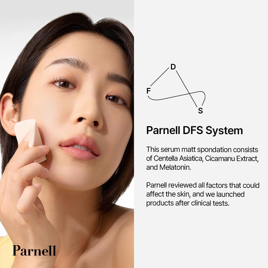Parnell Cicamanu Matte Spondation (Powder Foundation with Sponge) 11g, #21 Fair Ivory | Lightweight Oil-Control | Matte Finish and Long-Lasting | Infused with Centella Asiatica | K-Beauty